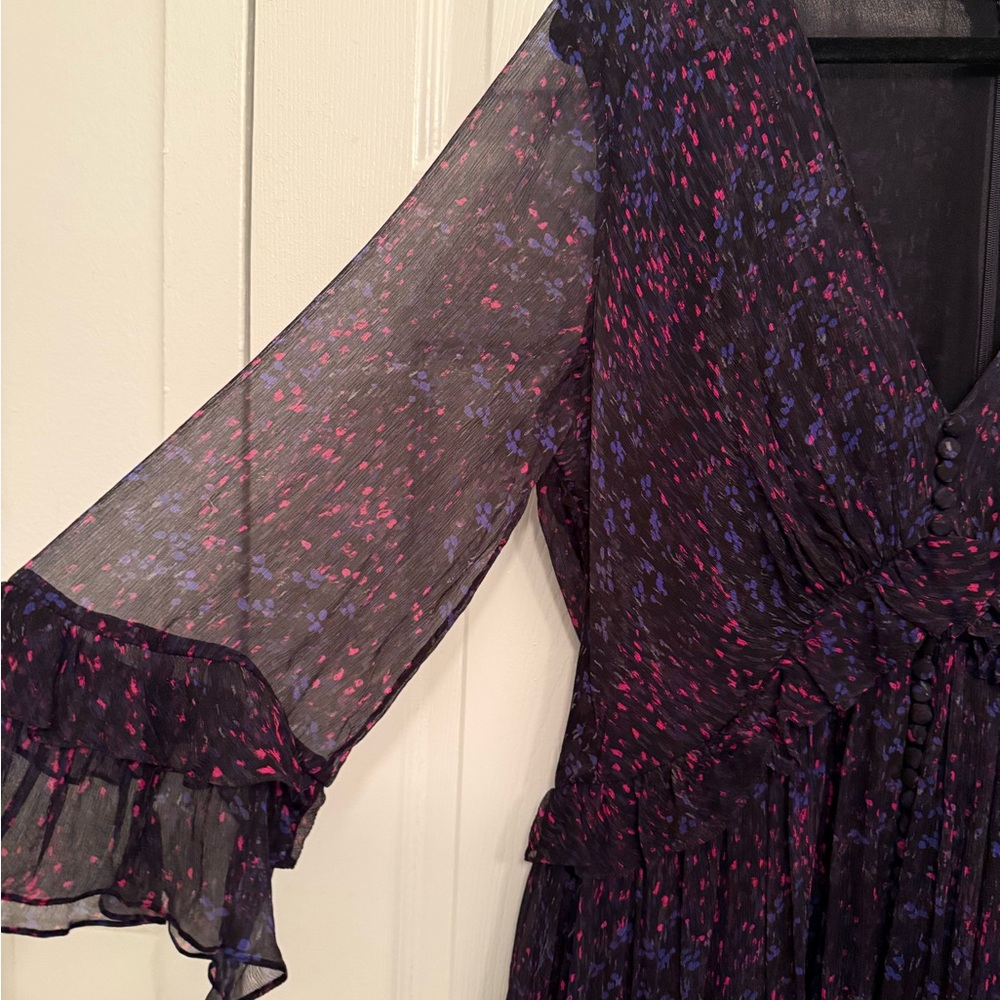 Carolina Herrera Black and Purple Long Sleeve Dress - Picture 4 of 6